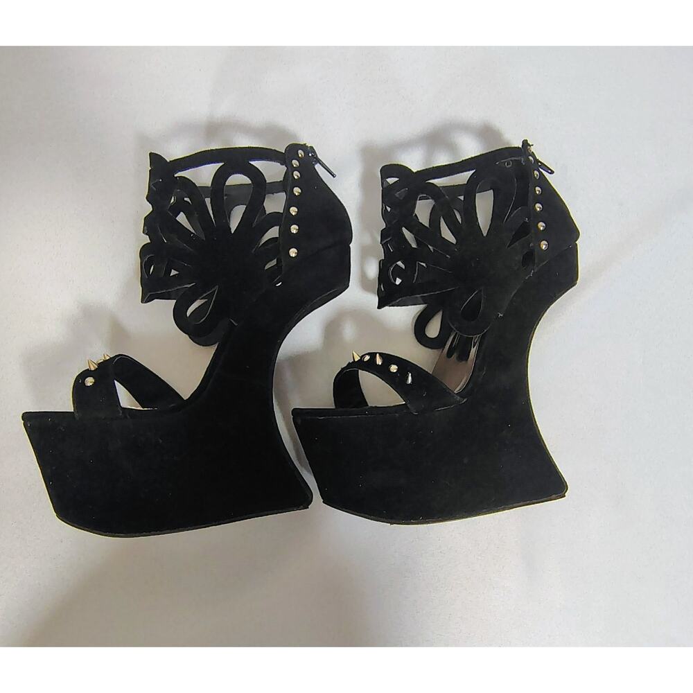 Rare Vigo Fiore Platform 3in. Wedge Heels Spike Accents Size 8.5 Clubwear - Picture 2 of 7